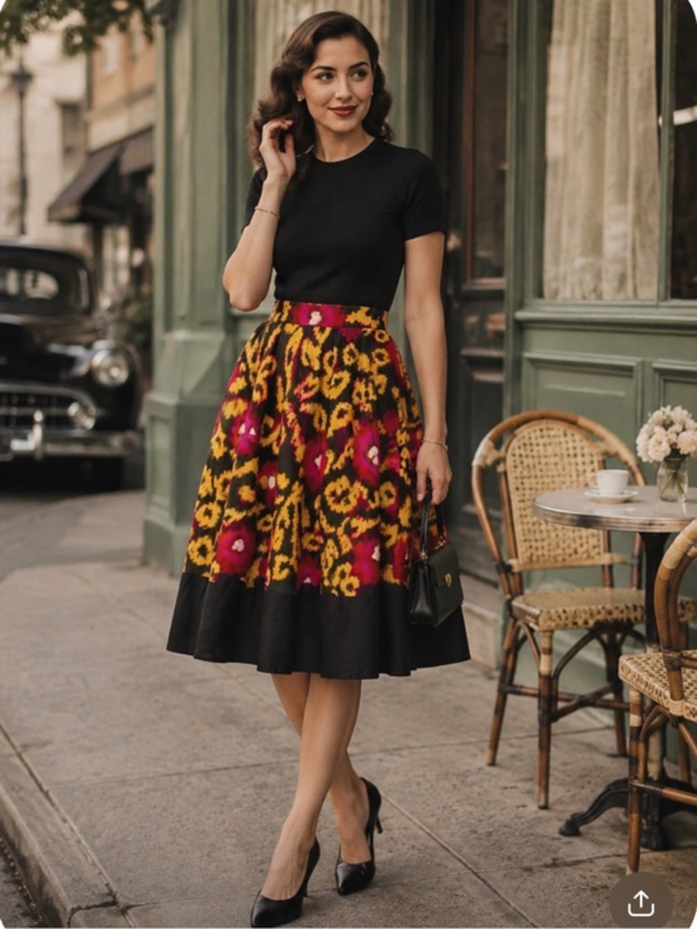 Vintage Oscar De Larenta Floral Skirt